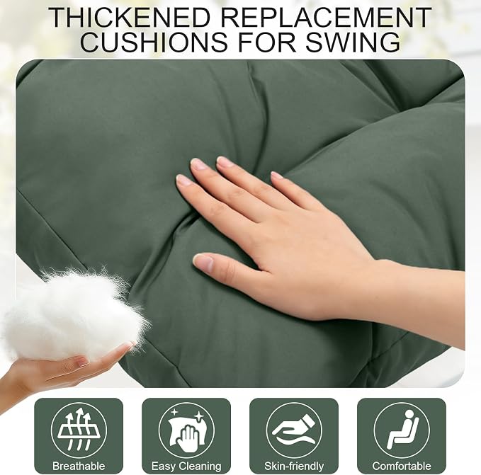 Porch Swing Cushions, Outdoor Swing Replacement Cushions 4 Seater - Image 5