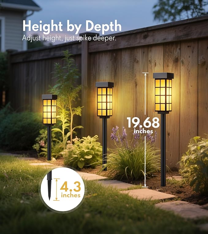 PASAMIC 24" Solar Pathway Lights Outdoor, 8 Pack Bright Garden Light - Image 7