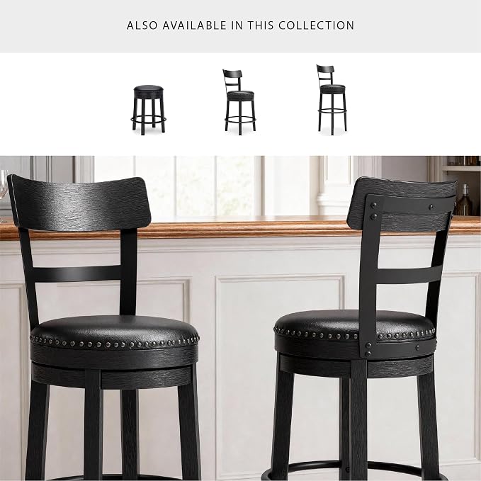 Signature Design by Ashley Valebeck Tall Upholstered Swivel Bar Stool - Image 8