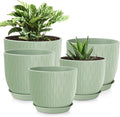 Plastic Plant Pots 10/9/8/7.5/7 inch Set of 5, Flower Planters by LesOasis