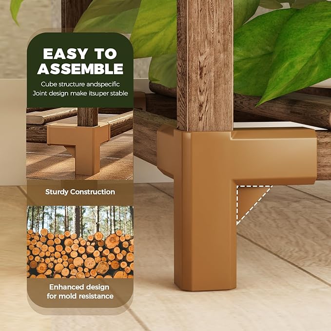 Bamworld Tall Plant Stand Indoor Wood Plant Shelf Outdoor Tiered Plant Rack - Image 5
