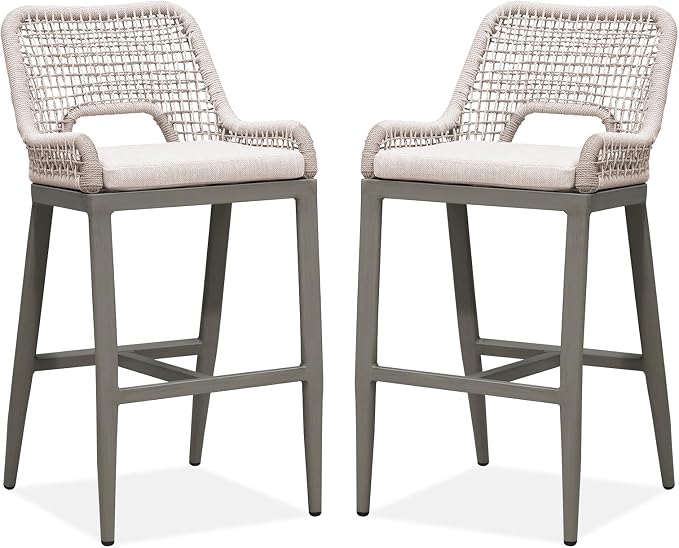 PURPLE LEAF Bar Stools Set of 2 Bar Height Metal Bar Chairs - Image 9