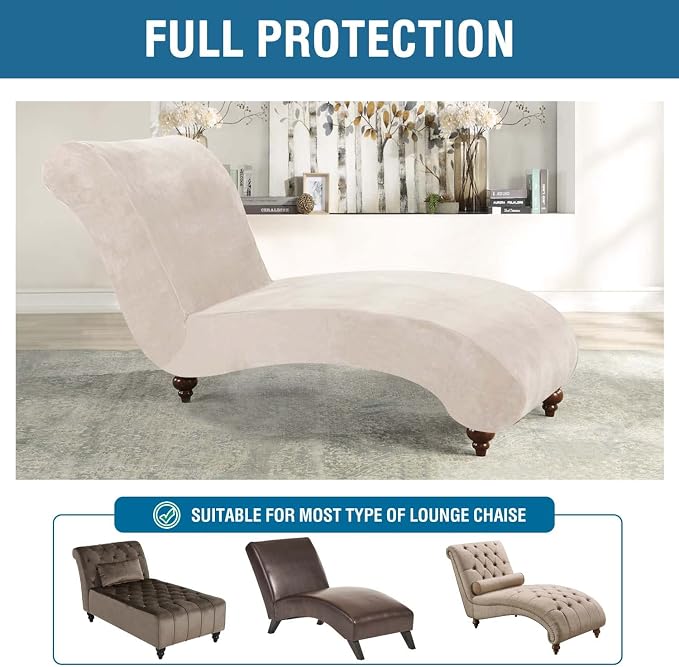 H.VERSAILTEX Chaise Lounge Cover Indoor Velvet Chaise Slipcover High Stretch - Image 5