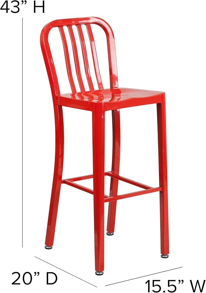 Flash Furniture Gael Commercial Grade 2 Pack 30" High Red Metal Indoor-Outdoor - Image 3