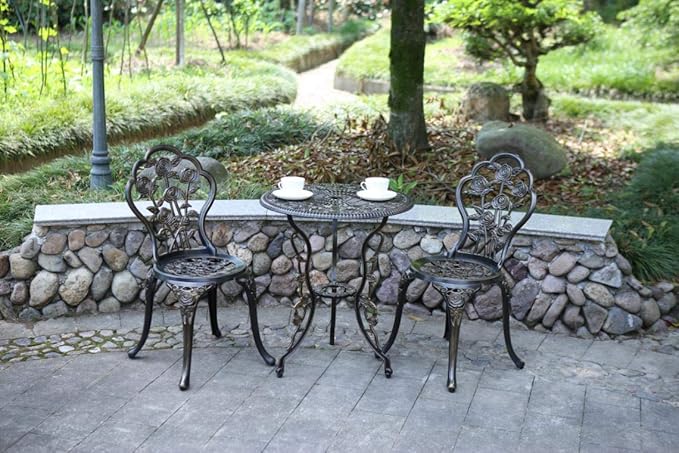 C/G 3 Piece Bistro Set, Outdoor Patio Table, Anti-Rust Cast Aluminum - Image 6