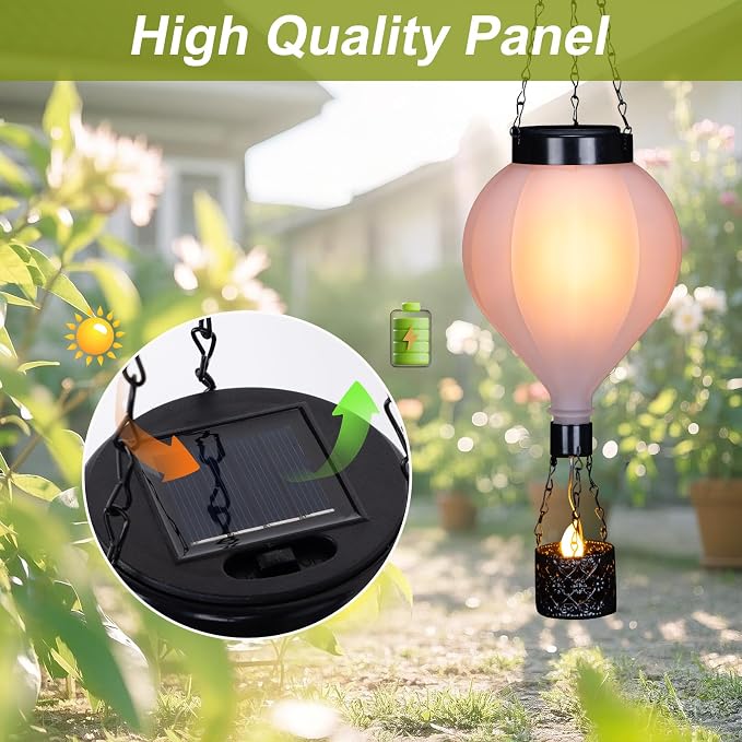 Hanging Solar Lantern Outdoor Garden Decor Hot Air Balloon Lantern - Image 7
