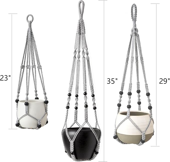 Mkono 3 Pack Macrame Plant Hangers Indoor Different Size Hanging Planter Basket - Image 5