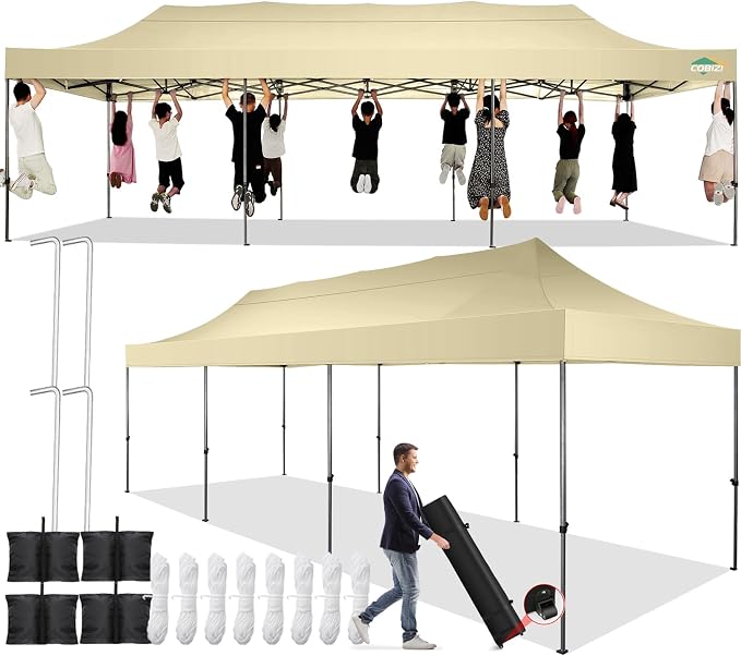 COBIZI 10x30 Pop up Canopy Tent 10x30 Canopy No Sidewall Waterproof Heavy Duty by COBIZI