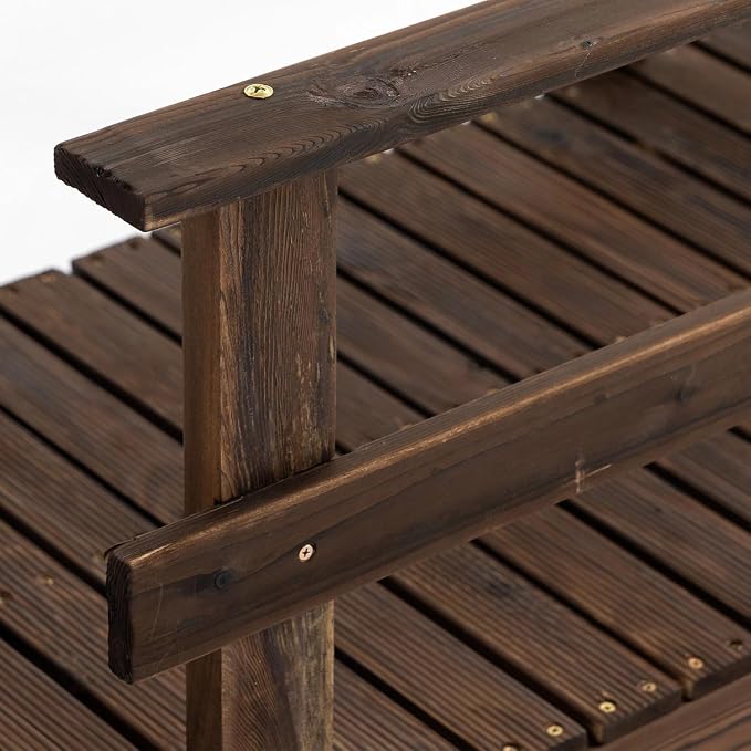 7 ft Pine Wood Garden Bridge - Image 6
