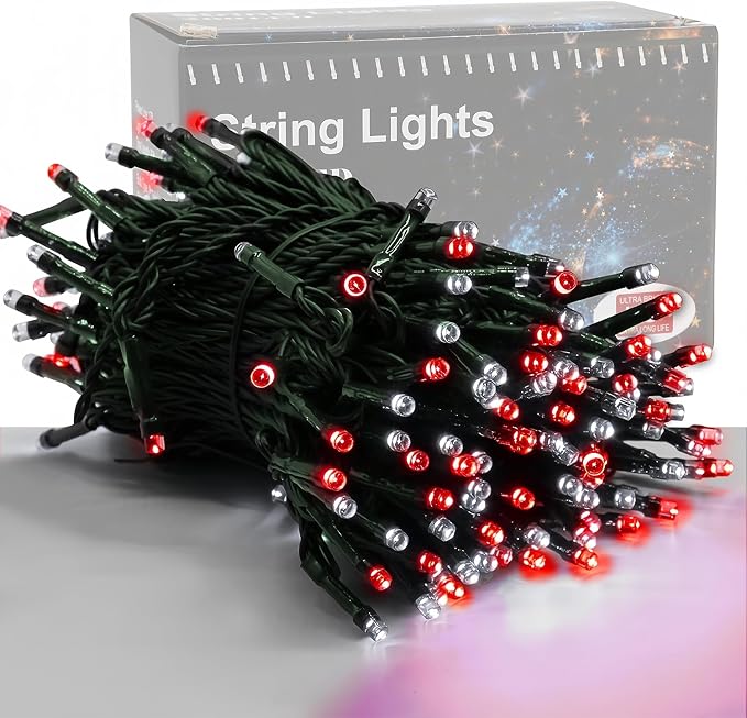 HOME LIGHTING 66ft Valentines Decorative Mini Lights, 200 LED Green Wire Fairy by LJLNION
