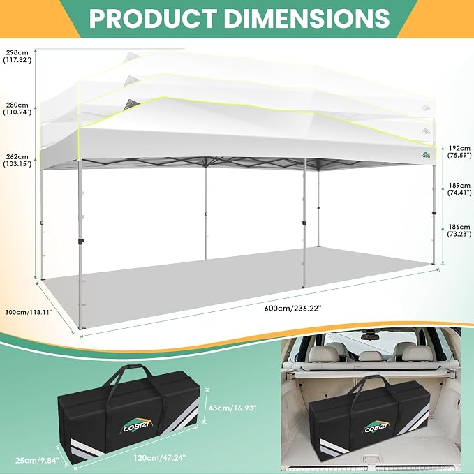 COBIZI 10x20 Pop Up Canopy Tent, Outdoor Party Tent - Image 2