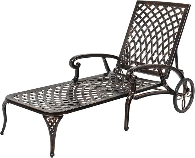 VINGLI Cast Aluminum Outdoor Chaise Lounge Chair by VINGLI