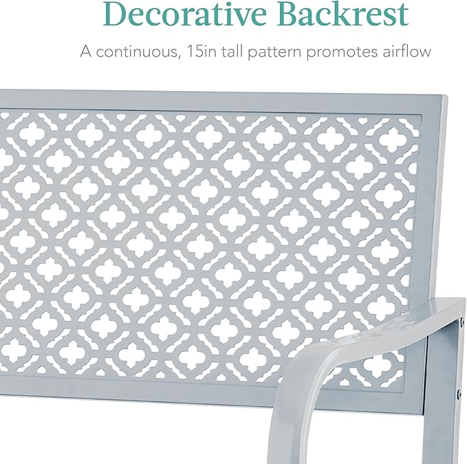 Best Choice Products Outdoor Bench 2-Person Metal Steel Benches Furniture - Image 5