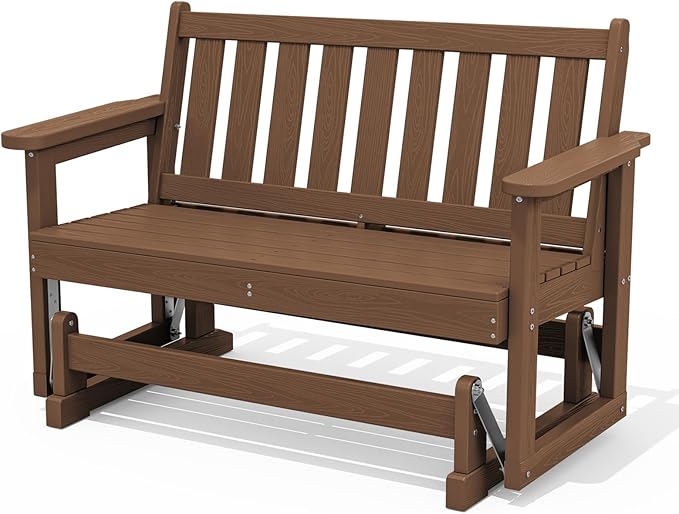 SERWALL 2 Person Patio Glider Rocking Chair, HDPE Material Weather-Resistant by SERWALL