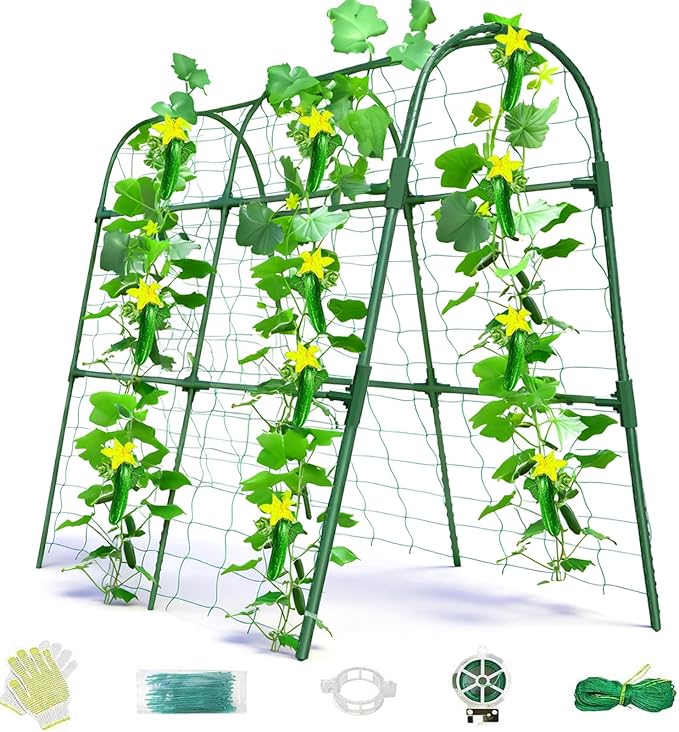 Cucumber Trellis for Raised Bed, U-Shape Garden Arch Metal Support for Climbing by Laodier