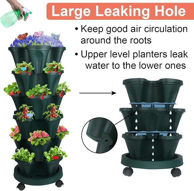 GameXcel Vertical Planter, 6 Tier Stackable Strawberry Planter - Image 2