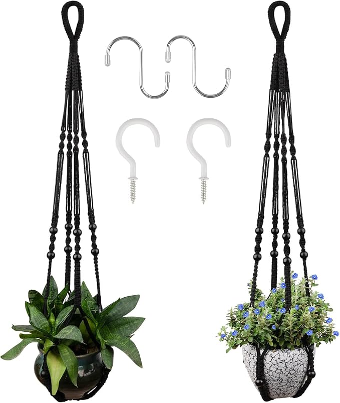 RIFNY Macrame Plant Hanger for 5 to 10 Inch Plant Pots, 35 Inch Woven Rope by RIFNY