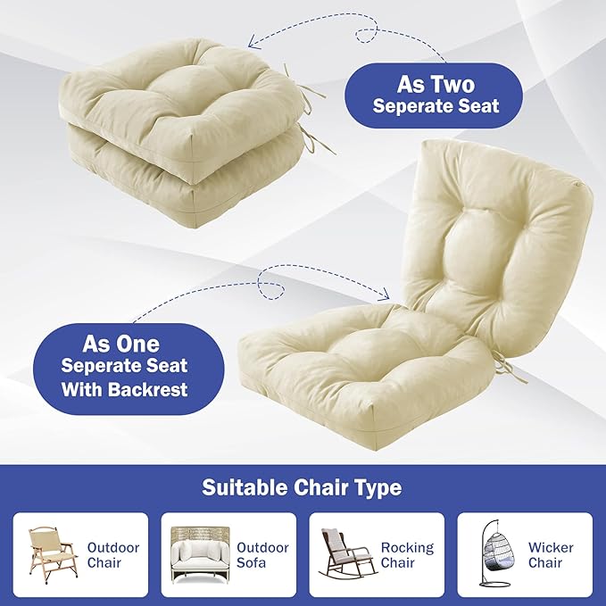 Outdoor Chair Cushions Set of 2, Patio Chair Cushions - Image 6
