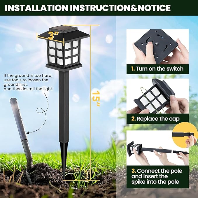 GIGALUMI Solar Outdoor Lights，10 Pack LED Solar Lights Outdoor Waterproof - Image 6