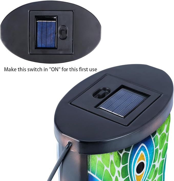 Hanging Solar Lantern Outdoor Waterproof Peacock Solar Lights Glass Tabletop - Image 7
