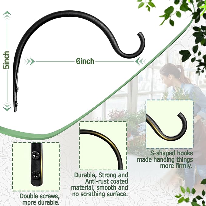 Qiang Ni Hanging Plant Bracket Hooks: 6 Inch Wall Plant Hook Planters and Decor - Image 4