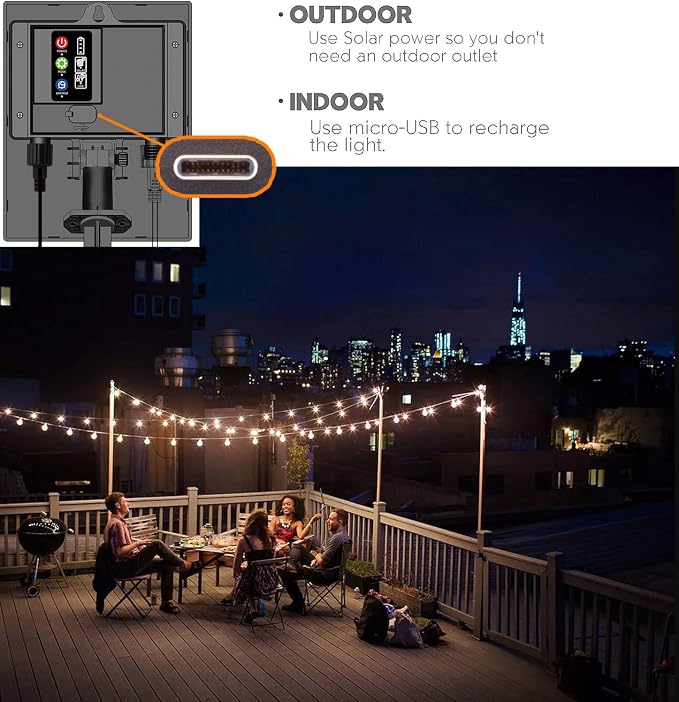 Solar String Lights Waterproof LED Indoor/Outdoor Hanging Umbrella Lights - 50 - Image 3