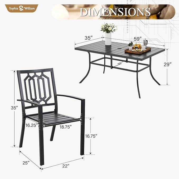 Sophia & William Patio Table and Chairs Set, Outdoor Dining Set - Image 6