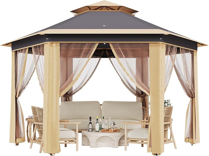 13' x 13' Pop-Up Gazebo, Hexagonal Canopy Shelter - Image 2