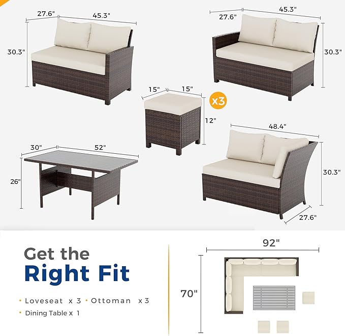 Wisteria Lane 7 Piece Patio Furniture Set, High Curved Back Wicker Patio - Image 2