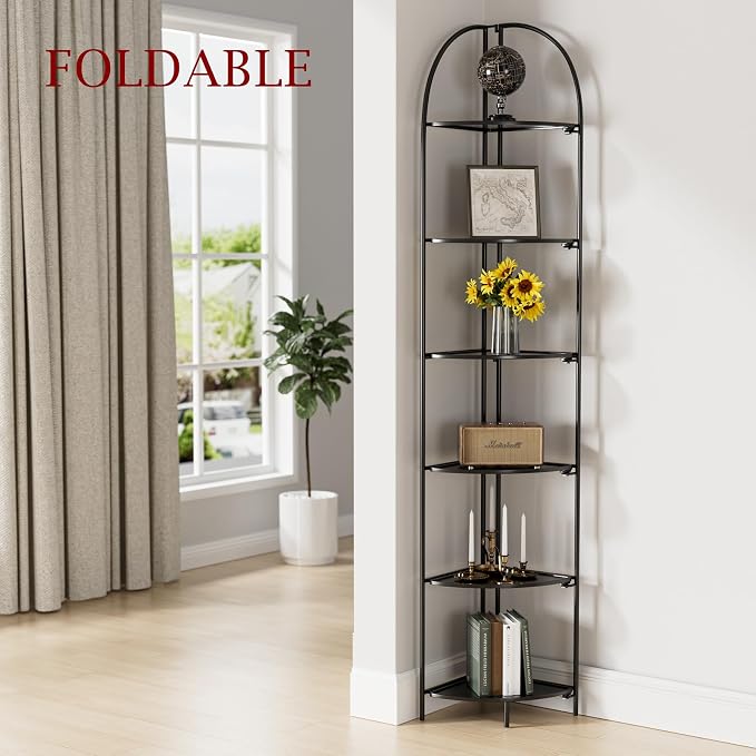 Crofy Foldable 6 Tier Corner Shelf, Metal Corner Plant Stand - Image 2