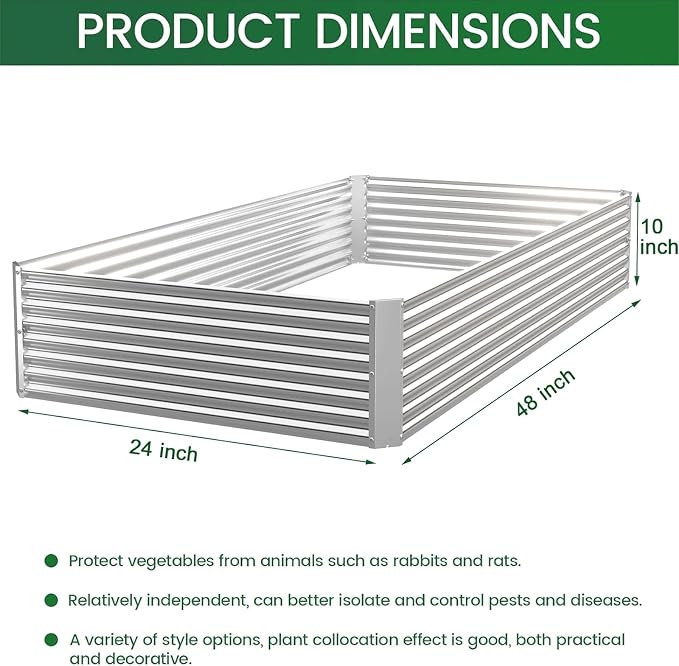 3 Pack Corrugated Galvanized Steel Raised Garden Bed Outdoor, Metal Above - Image 4