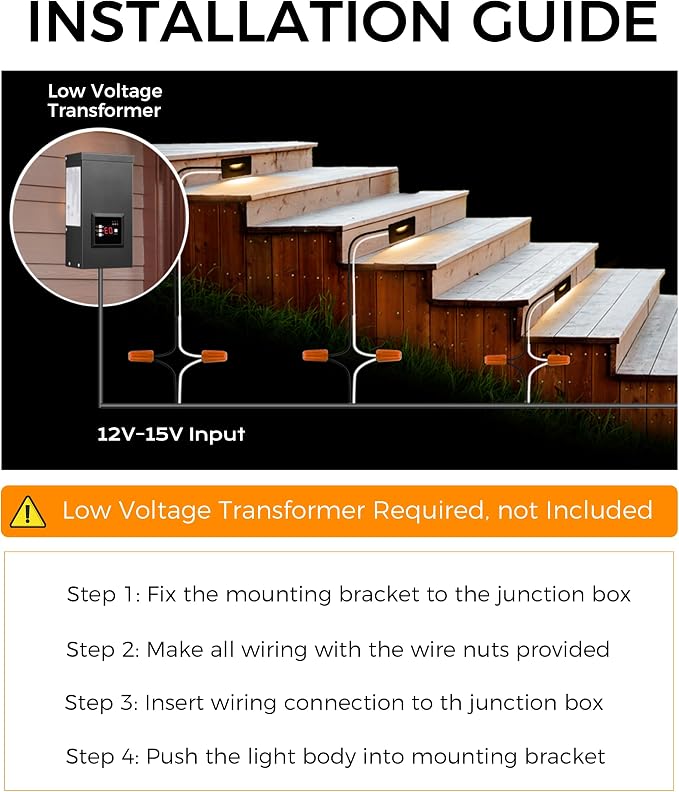 CLOUDY BAY 12V Low Voltage 3 Color Indoor and Outdoor LED Step Light, - Image 5