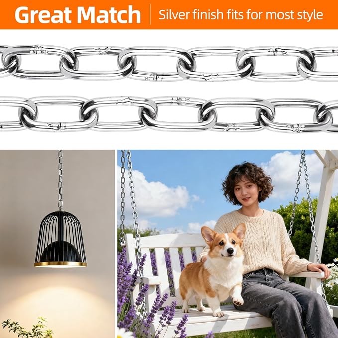 Yaeccc 2 Pack Heavy Duty Porch Swing Hanging Chain Kit, Hammock Chair Hardware - Image 4