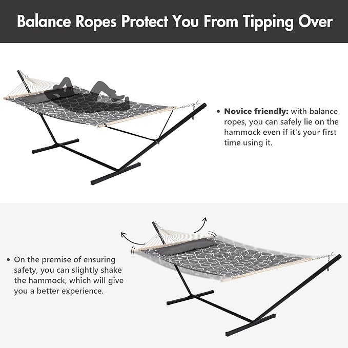 ANOW Double Hammock with Stand Included, 2 Person Hammock with Stand - Image 4