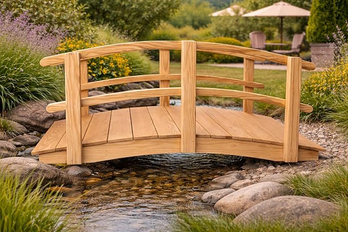 6 FT Natural Amish Made Garden Bridge - Image 4