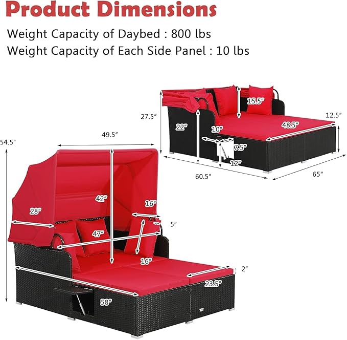 Tangkula Patio Rattan Daybed - Image 4