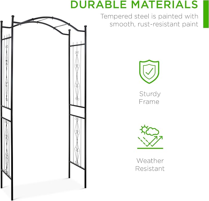Best Choice Products 92in Steel Garden Arch Arbor Trellis - Image 3