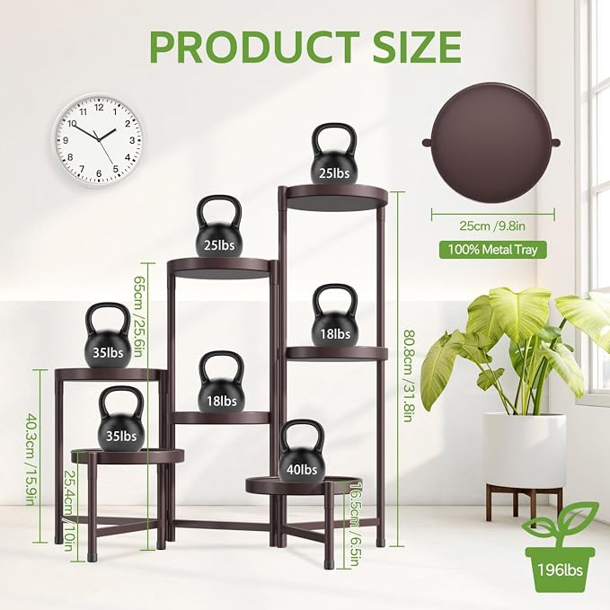 iDavosic.ly 7 Tier Large Plant Stand Indoor, 10 Inch Wide Tall Corner Metal - Image 4