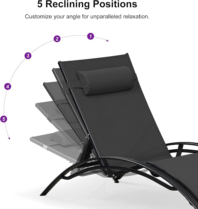 PURPLE LEAF Patio Oversized Chaise Lounge Chair Set - Image 5