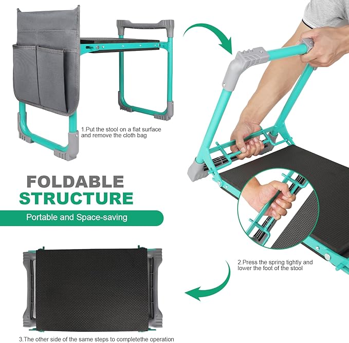 Garden Kneeler and Seat, 2-in-1 Foldable Garden Bench - Image 3