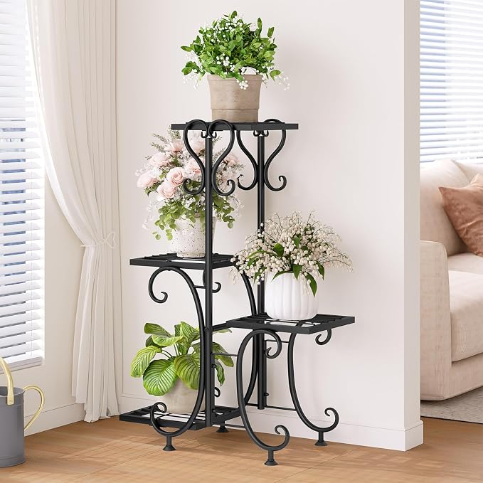 Plant Stand Indoor Outdoor Shelf 4Tier Metal Holder Pot Rack Multiple Plants - Image 2