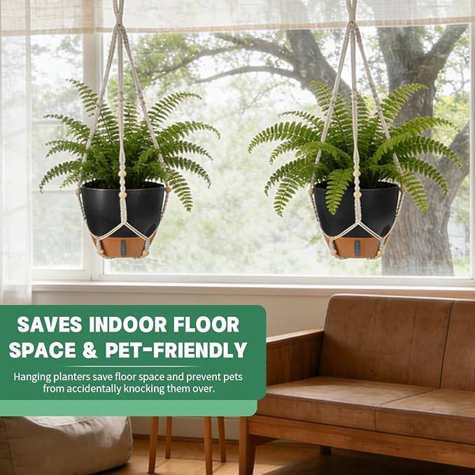 Self-Watering Hanging Planters for Indoor Plants Set 2-Piece Includes Plant - Image 4