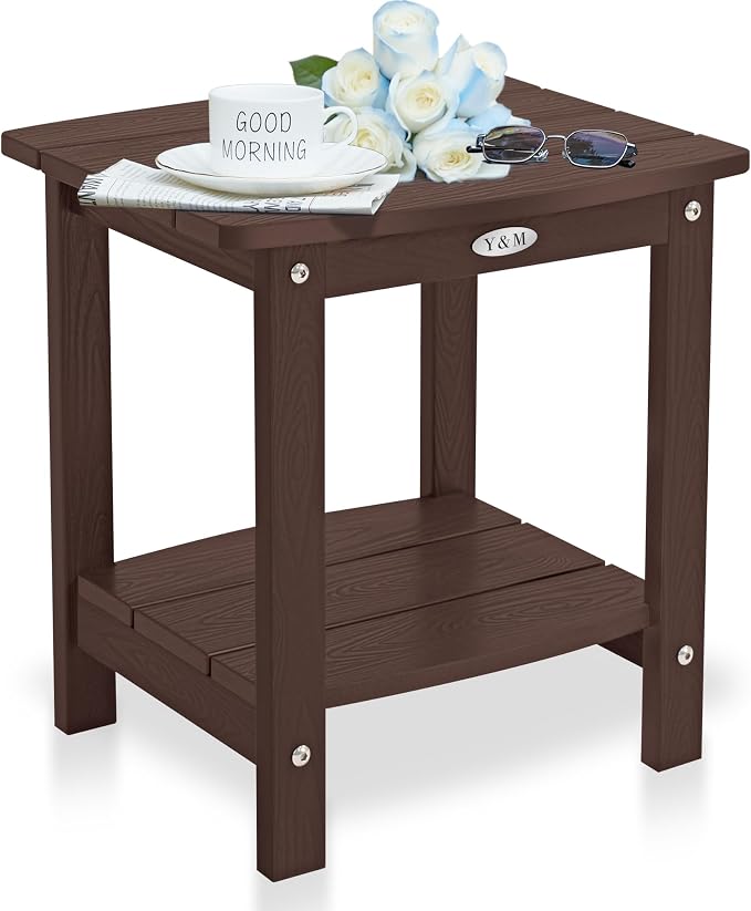 Y&M Outdoor Side Table, HIPS Adirondack Small Double Layer Table, Waterproof by YM