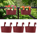 3 Pack Metal Railing Planters, 10.5" Oval Hanging Flower Pots by MeltsetM