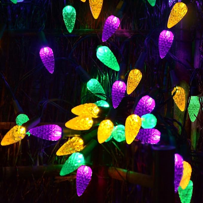 Outdoor Solar Christmas Lights C6 Strawberry String Lights Mardi Gras String - Image 2
