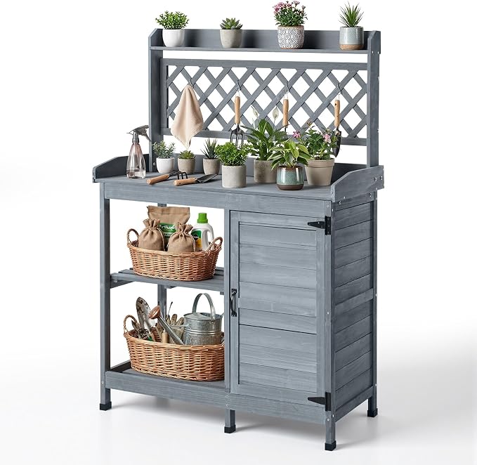 VEVOR Potting Bench Table, Outdoor Gardening Wooden Workstation by VEVOR