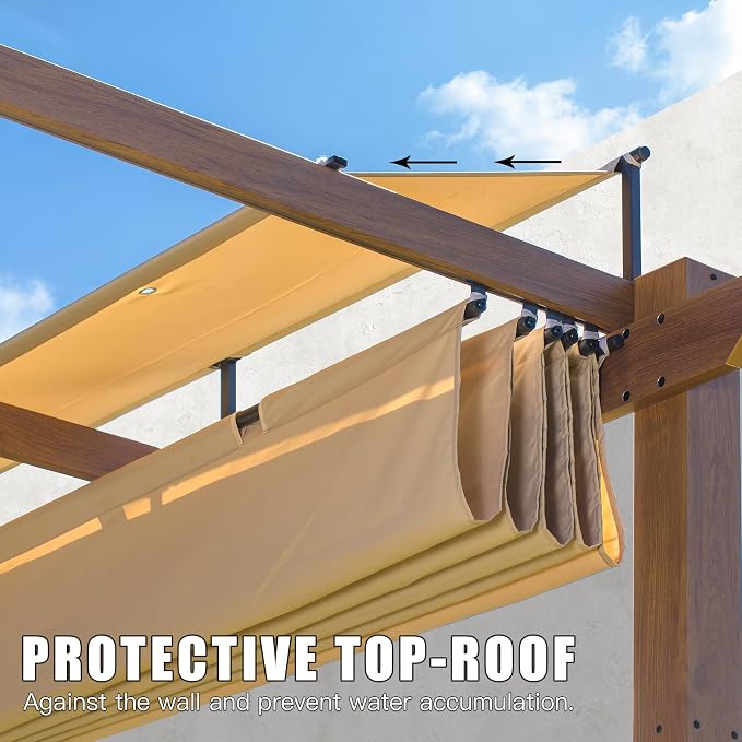 Domi 9’ x 13’ Outdoor Retractable Pergola Against The Wall - Image 2