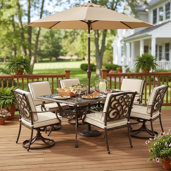 Tangkula 59 Inches Outdoor Dining Table, All-Weather Cast Aluminum Table - Image 2