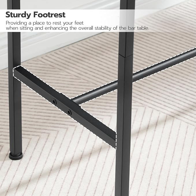 HOOBRO Bar Table, 47.1" Rectangular Pub Table, Tall Counter Height, Long Bar - Image 6