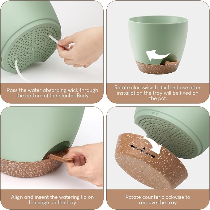 Plant Pots 10/9/8/7.5/7 inch, Self Watering Planters - Image 3